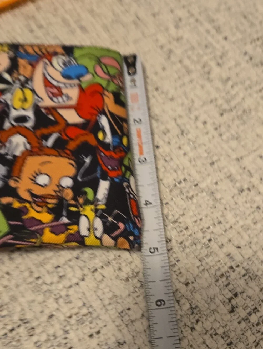 Nickelodeon Multicolor Cartoon Character Zip Pouch with Orange Lanyard